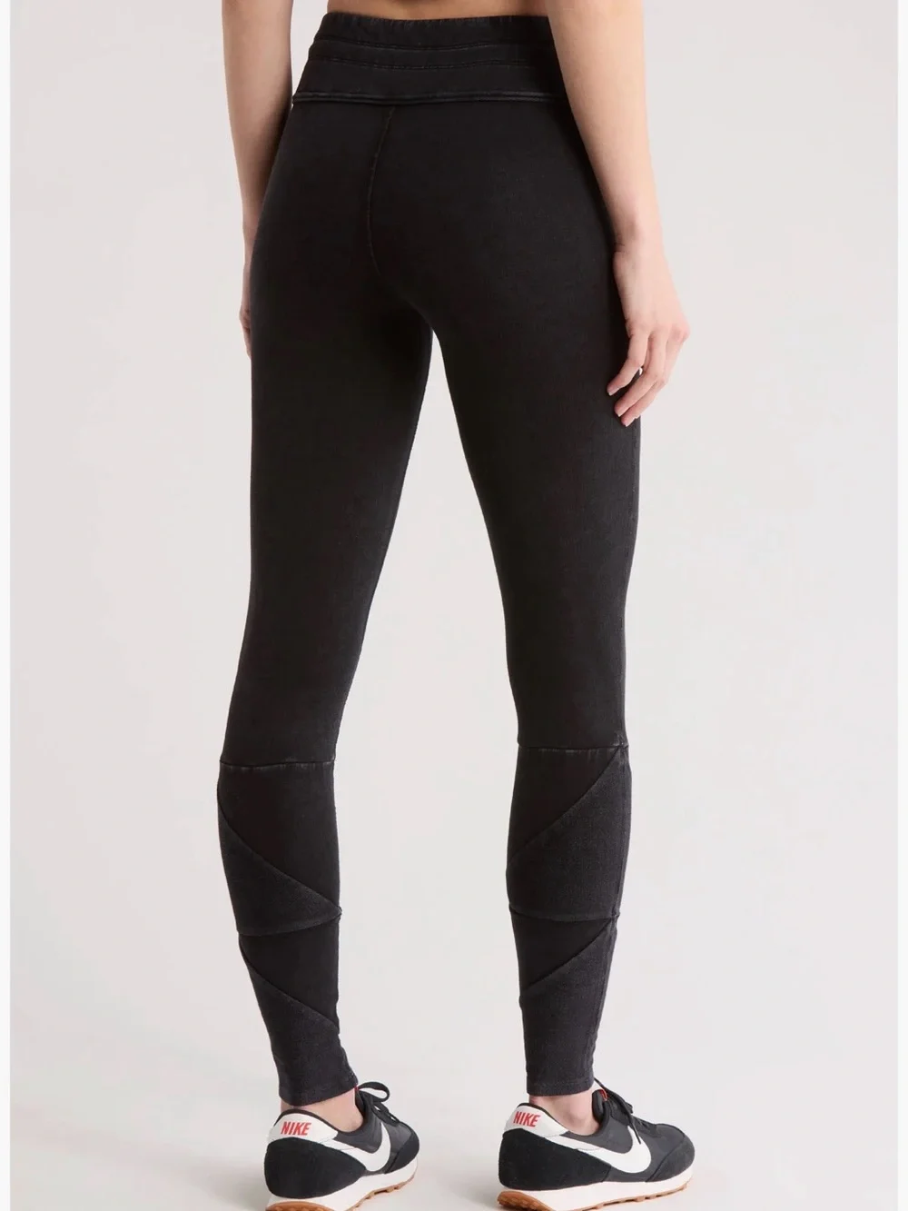 Free People Kyoto Black Washed Drawstring Patch-Pocket Leggings